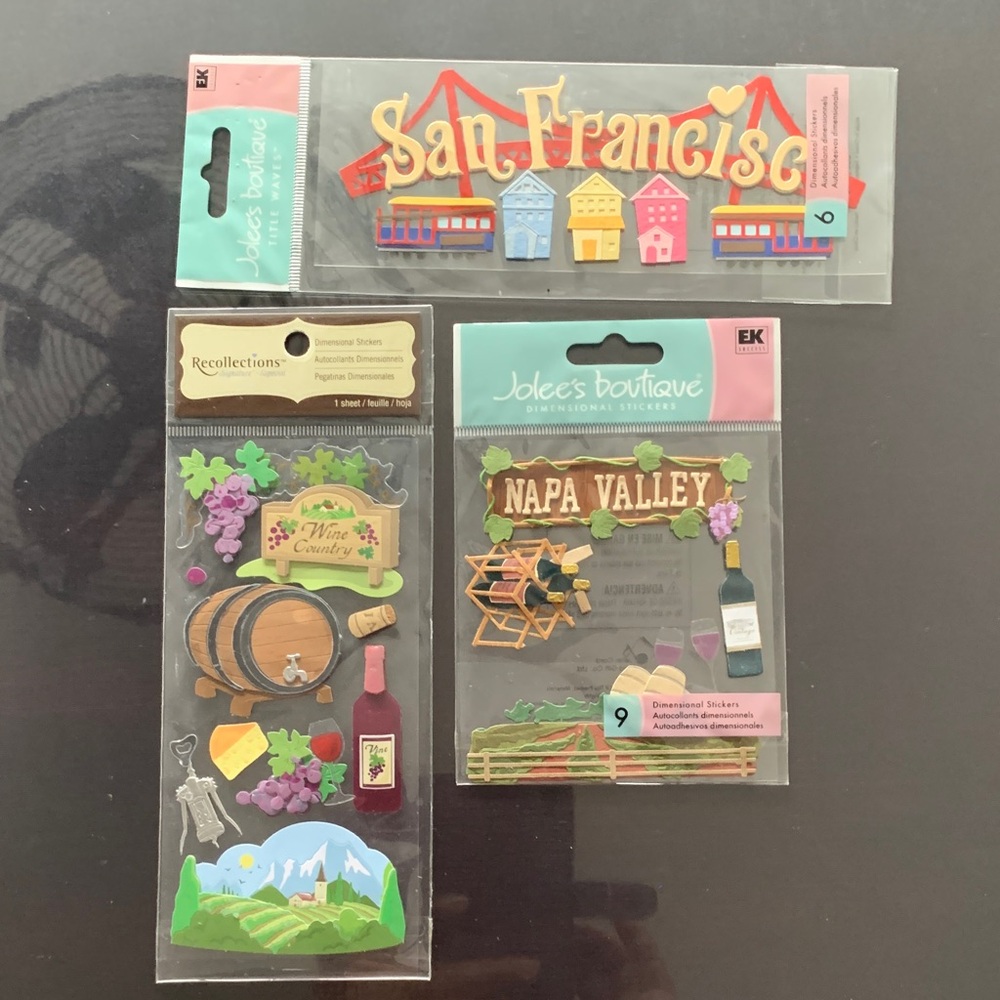 Recollections Napa Valley & San Francisco Stickers - Green, Purple, Brown